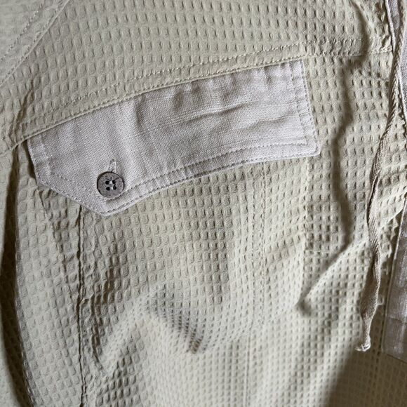 Davi & Dani Tunic V Neck With Hood Large  With Pockets Khaki/Tan/Golden - Picture 3 of 11